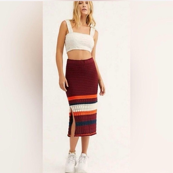 Free People Far from Here Crochet Midi Skirt - Picture 2 of 16